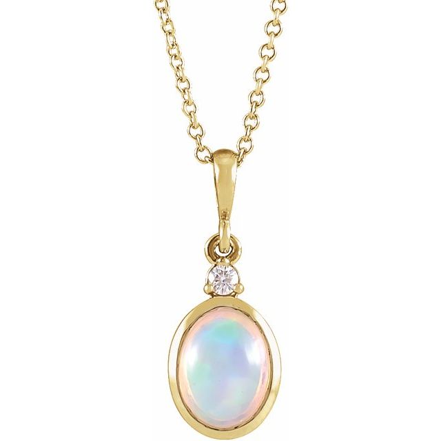 Ethiopian Opal & .015 CT Diamond 16-18" Necklace- Sparkle & Jade-SparkleAndJade.com 