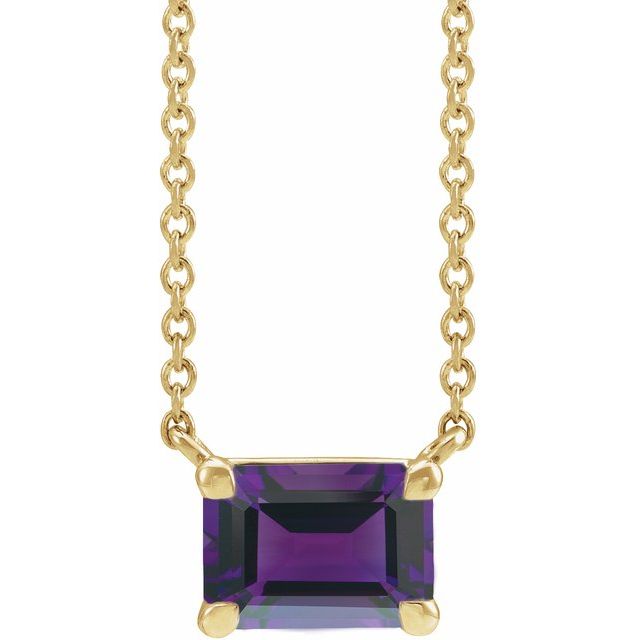 14K Yellow Gold Emerald Cut Gemstone 18" Necklaces- Sparkle & Jade-SparkleAndJade.com 87178:2045:P