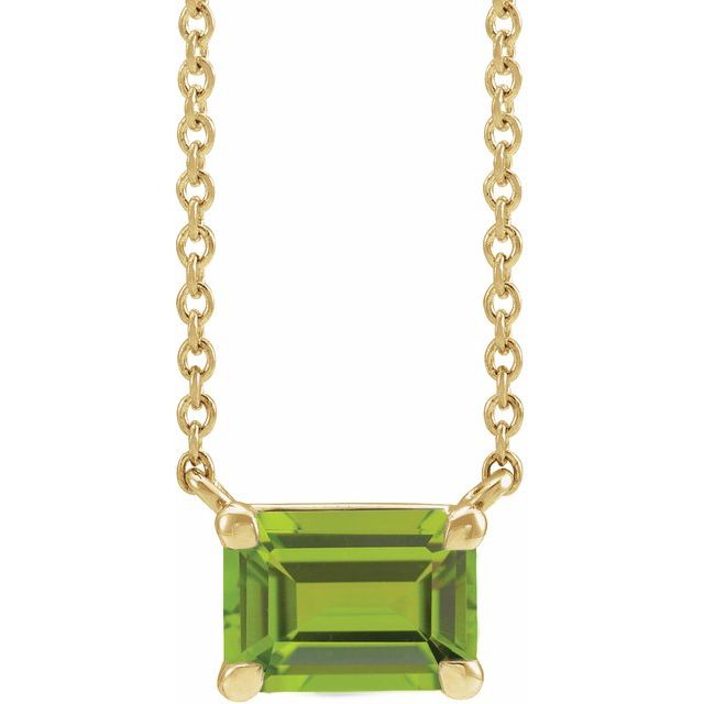 14K Yellow Gold Emerald Cut Gemstone 18" Necklaces- Sparkle & Jade-SparkleAndJade.com 87178:2084:P