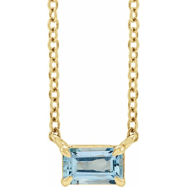 14K Yellow Gold Emerald Cut Gemstone 18" Necklaces- Sparkle & Jade-SparkleAndJade.com 87178:2055:P