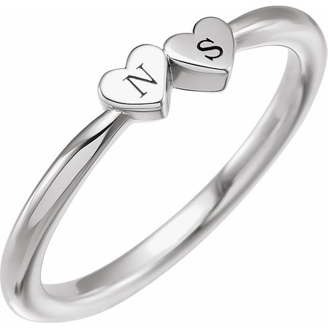 Heart with Engraved Initials Ring- Sparkle & Jade-SparkleAndJade.com 57702