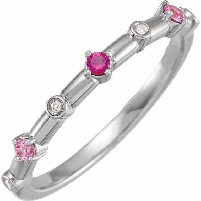Natural Diamond Alternating Stackable Mother's Family Ring- Sparkle & Jade-SparkleAndJade.com 72212