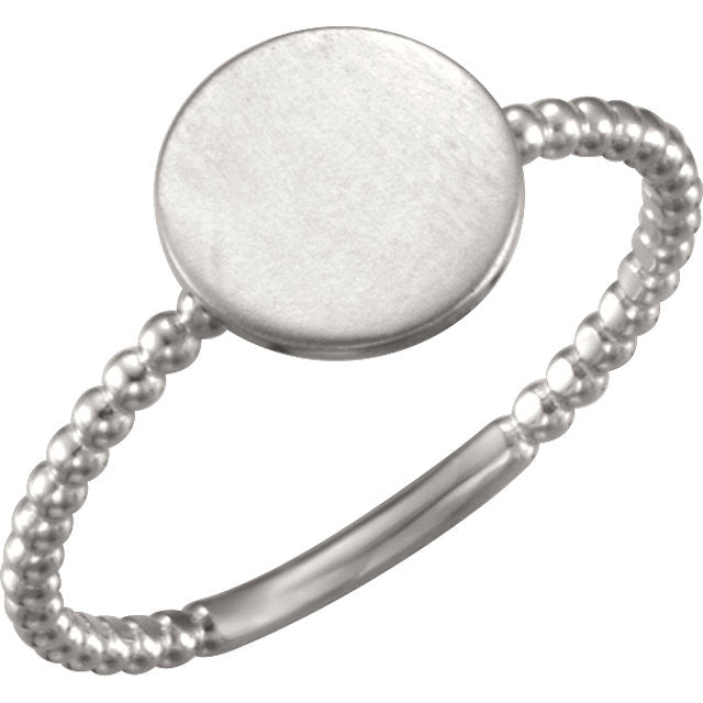 Be Posh® Round Engravable Beaded Design Ring- Sparkle & Jade-SparkleAndJade.com 51400