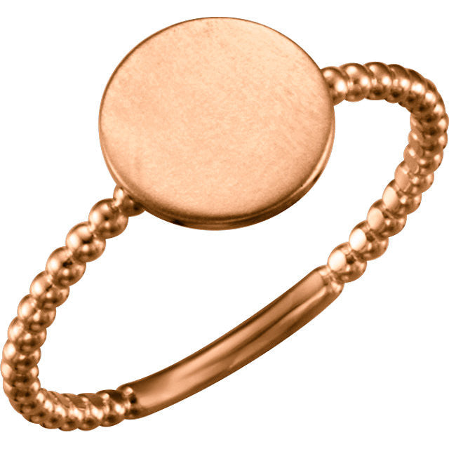 Be Posh® Round Engravable Beaded Design Ring- Sparkle & Jade-SparkleAndJade.com 51400