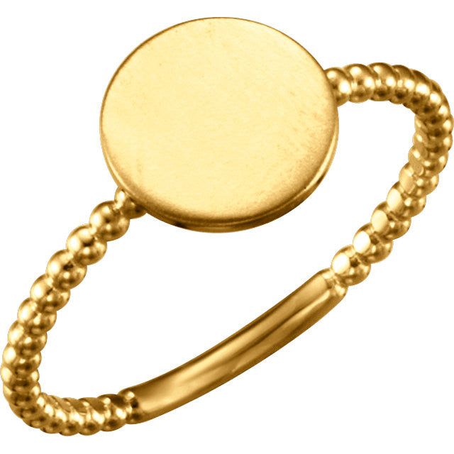 Be Posh® Round Engravable Beaded Design Ring- Sparkle & Jade-SparkleAndJade.com 