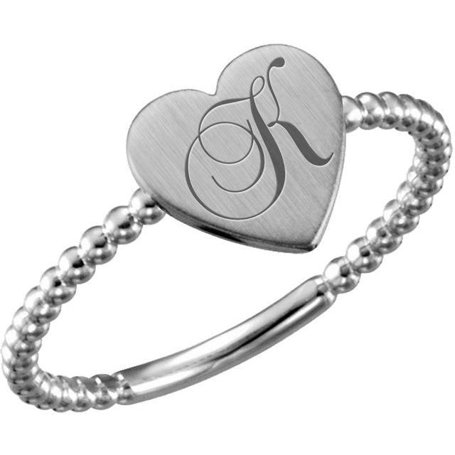 Be Posh® Round Engravable Heart Beaded Ring- Sparkle & Jade-SparkleAndJade.com 