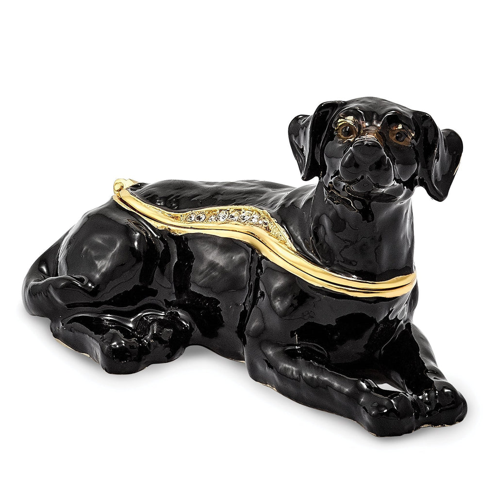 Bejeweled Enameled & Crystal Black Labrador Dog Trinket Box- Sparkle & Jade-SparkleAndJade.com BJ2156