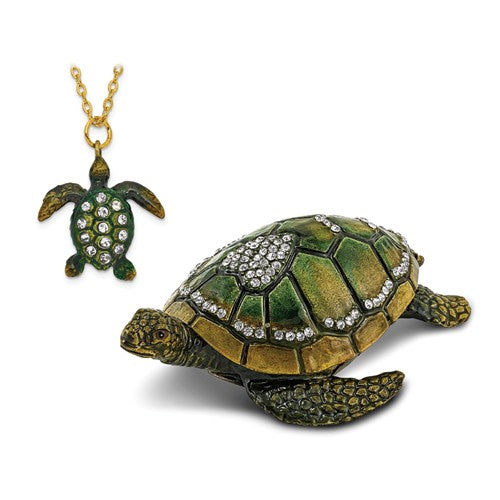 Bejeweled Enameled & Crystal Sea Turtle Trinket Box- Sparkle & Jade-SparkleAndJade.com BJ2007
