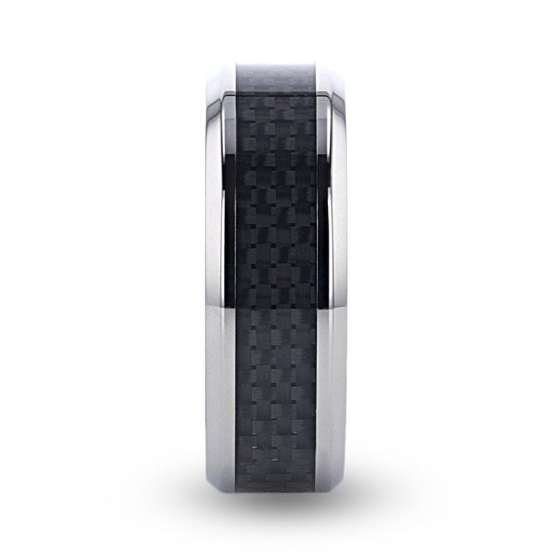 Black Carbon Fiber Inlay Titanium Wedding Band - 8mm - Colosseum- Sparkle & Jade-SparkleAndJade.com 