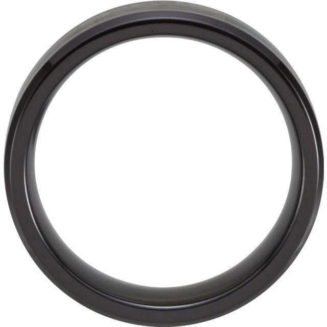Black Titanium 8mm Beveled Band with Black Carbon Fiber Inlay- Sparkle & Jade-SparkleAndJade.com 