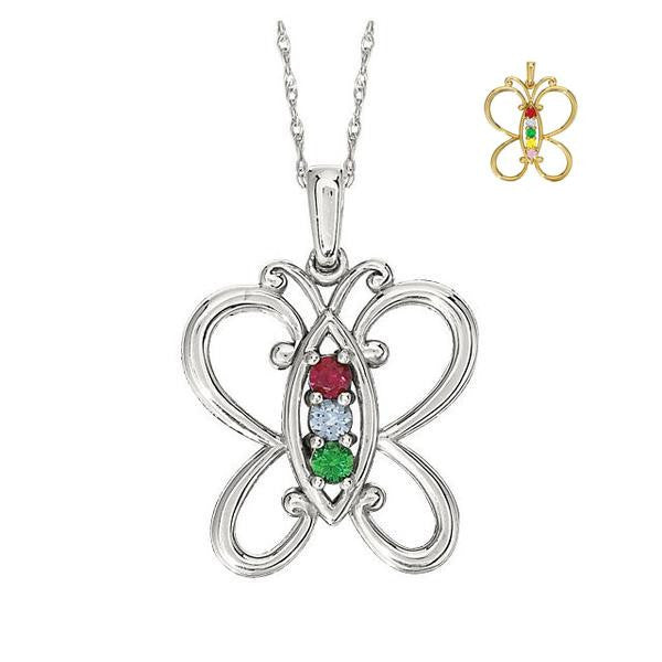 Butterfly Mother's Family Birthstone Pendant or Necklace- Sparkle & Jade-SparkleAndJade.com 