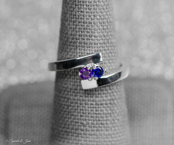 ByPass Mother's Family 2.7mm Round Stone Birthstone Ring- Sparkle & Jade-SparkleAndJade.com 