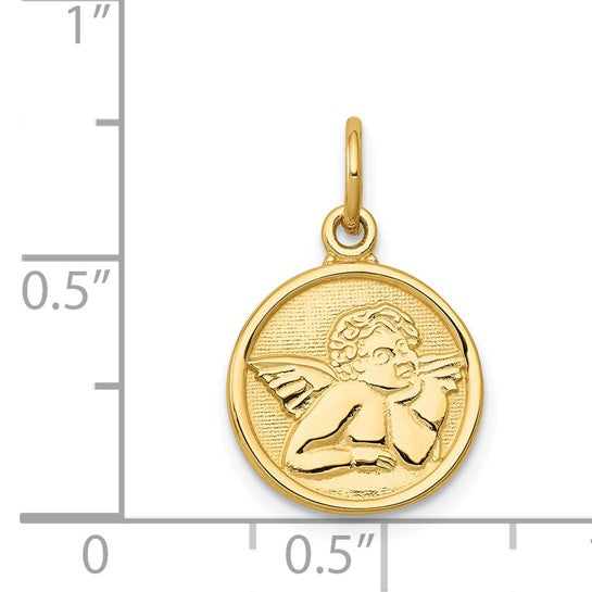 14k Gold Angel Disc Charm Pendant- Sparkle & Jade-SparkleAndJade.com C1894