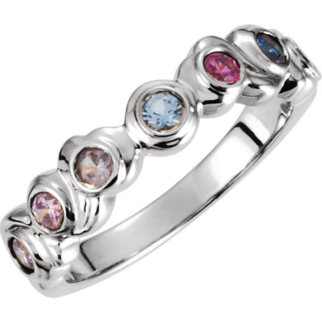 Carved Swirl Bezel Set Mother's Family Birthstone Ring- Sparkle & Jade-SparkleAndJade.com 
