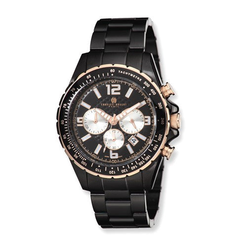 Charles Hubert Black-Plated Stainless Steel Black Dial Chronograph Watch- Sparkle & Jade-SparkleAndJade.com XWA4258