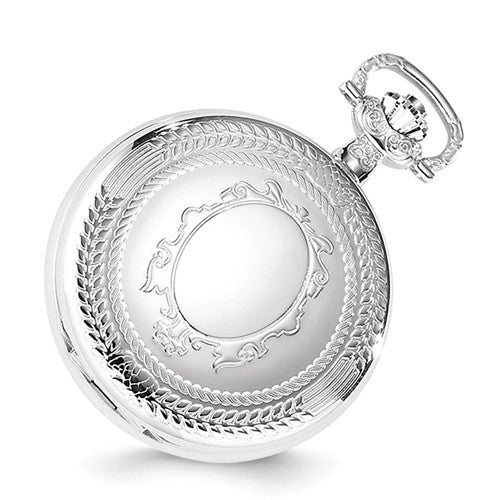 Charles Hubert Chrome-Finish Oval Design Pocket Watch - Engravable- Sparkle & Jade-SparkleAndJade.com XWA4458