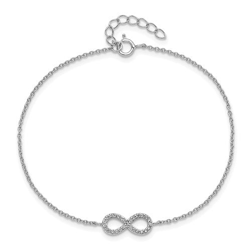 Cheryl M Sterling Silver CZ Infinity Symbol 7" With 1" Ext. Bracelet- Sparkle & Jade-SparkleAndJade.com QCM1084-7