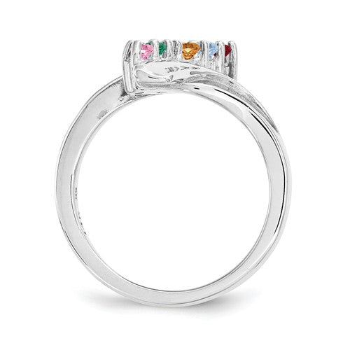 Curved Bypass Mother's Family Birthstone Ring- Sparkle & Jade-SparkleAndJade.com 
