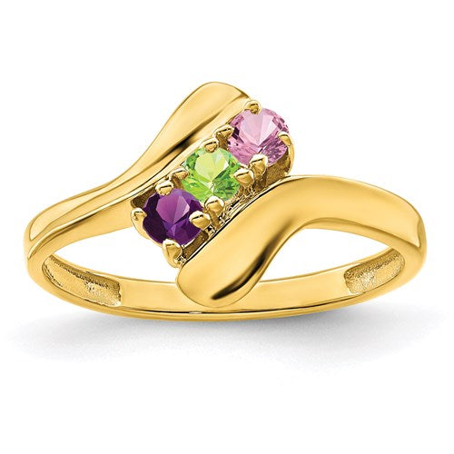 Curved Bypass Mother's Family Birthstone Ring- Sparkle & Jade-SparkleAndJade.com XMR13/4WSY