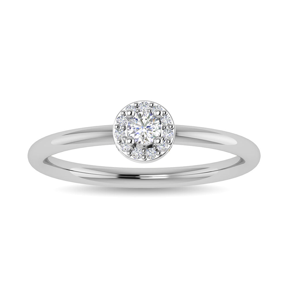 14K White Gold Diamond 1/6 CTW Round Cut Halo Promise Ring- Sparkle & Jade-SparkleAndJade.com 63345W