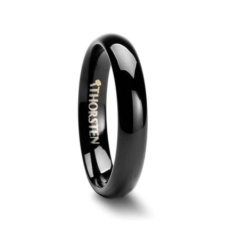 Domed Black Tungsten Wedding Band - 4mm - 12mm - RAVEN- Sparkle & Jade-SparkleAndJade.com W336-DPBT-3