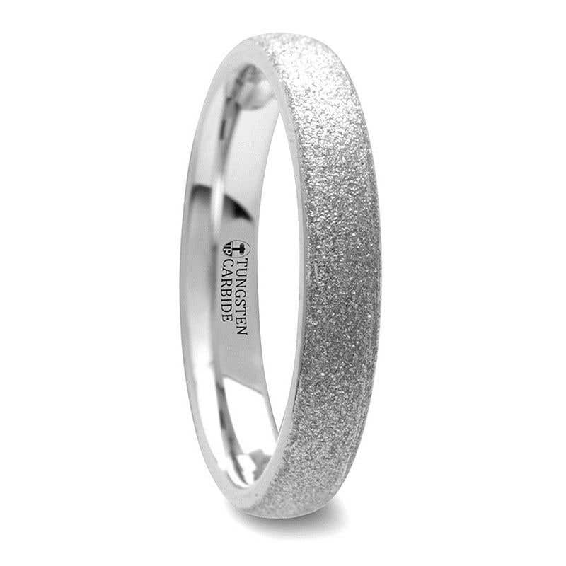 Domed Tungsten Carbide Ring with Sandblasted Crystalline Finish - 2mm - 8mm - Quartz- Sparkle & Jade-SparkleAndJade.com W1163-DTSB