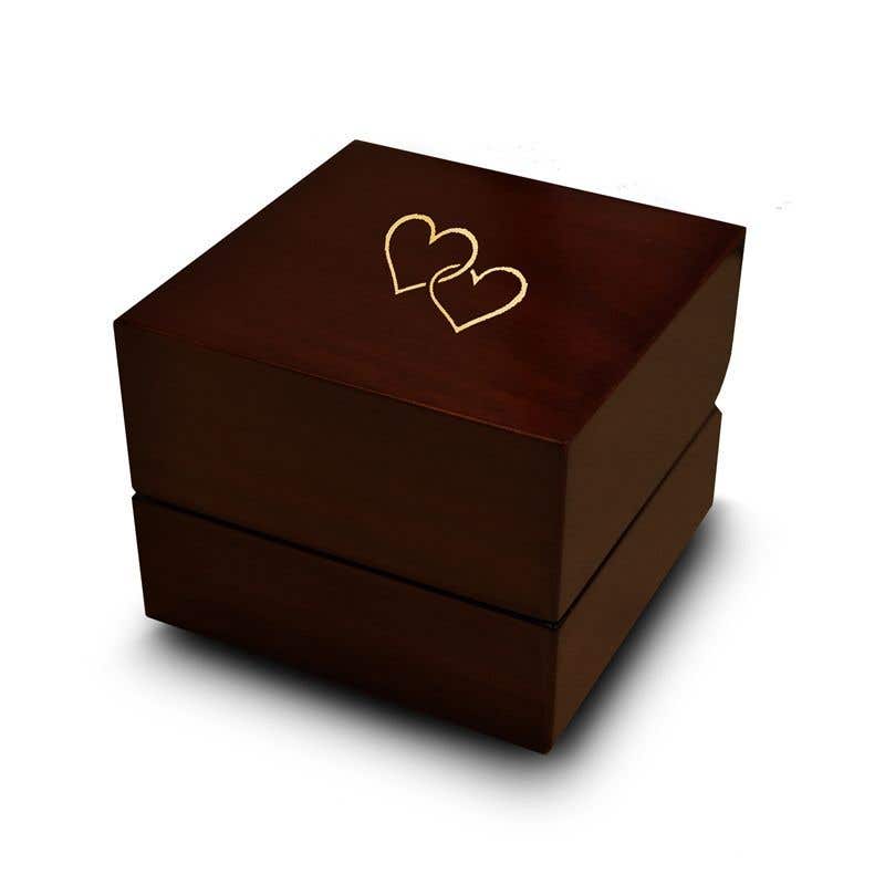 Double Heart Shaped Symbol Engraved Wood Ring Box Chocolate Dark Wood Personalized Wooden Wedding Ring Box- Sparkle & Jade-SparkleAndJade.com EWWB-3259