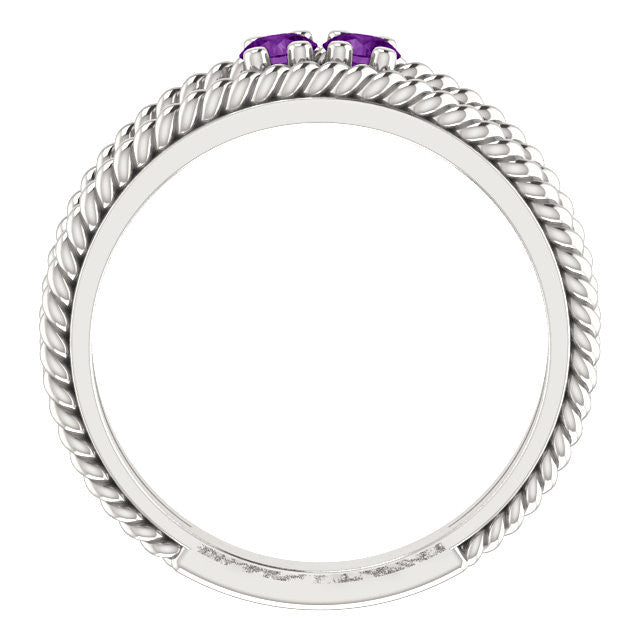 Double Roped Design Mother's Family Birthstone Ring- Sparkle & Jade-SparkleAndJade.com 