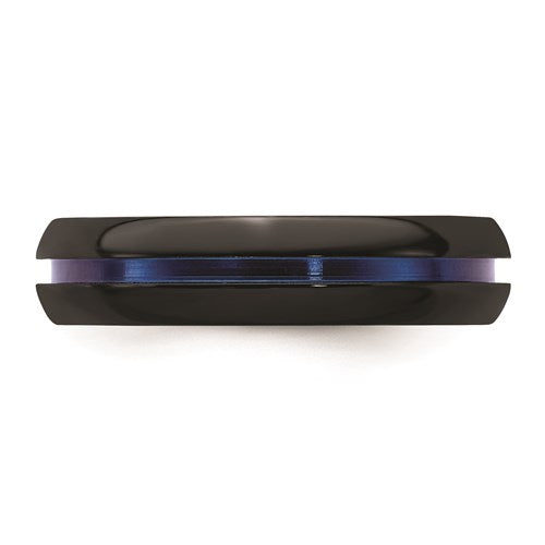 Edward Mirell Black Titanium Blue Anodized Center 6mm Band- Sparkle & Jade-SparkleAndJade.com 