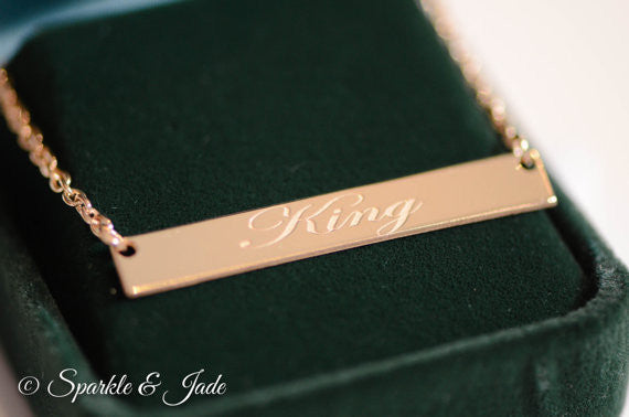 Engravable Bar Necklace- Sparkle & Jade-SparkleAndJade.com 