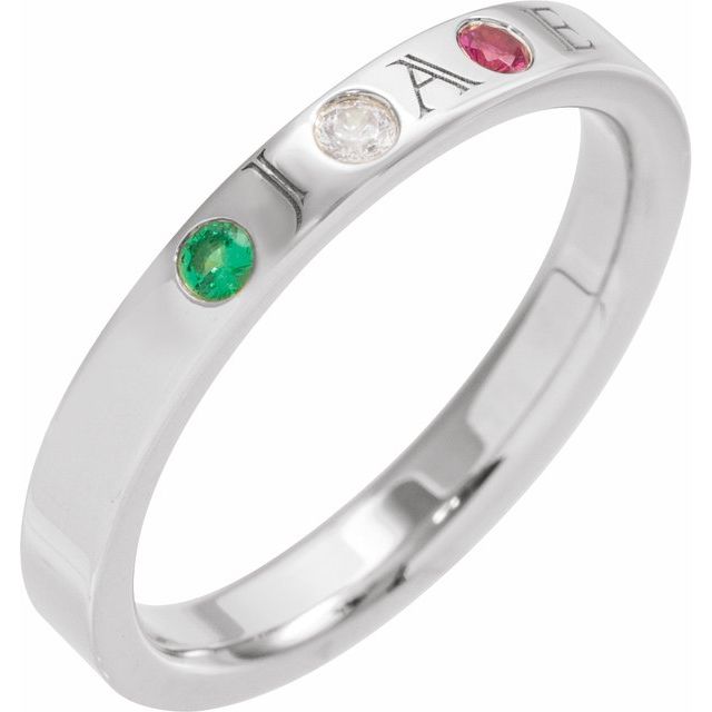 Engravable Initial Family Stackable 2mm Birthstone Ring- Sparkle & Jade-SparkleAndJade.com 72351