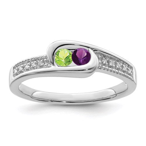 Genuine Diamond Accented Mother's Family Birthstone Ring- Sparkle & Jade-SparkleAndJade.com XMRW39/2