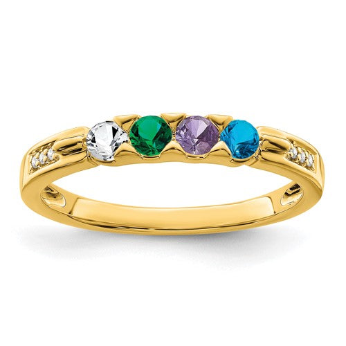 Genuine Diamond Mother's Family Birthstone Ring- Sparkle & Jade-SparkleAndJade.com XMRW43/4