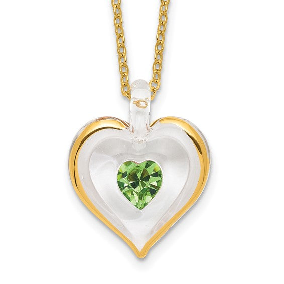 Glass Baron Birthstone Gold Trim Heart Necklaces- Sparkle & Jade-SparkleAndJade.com GM9407