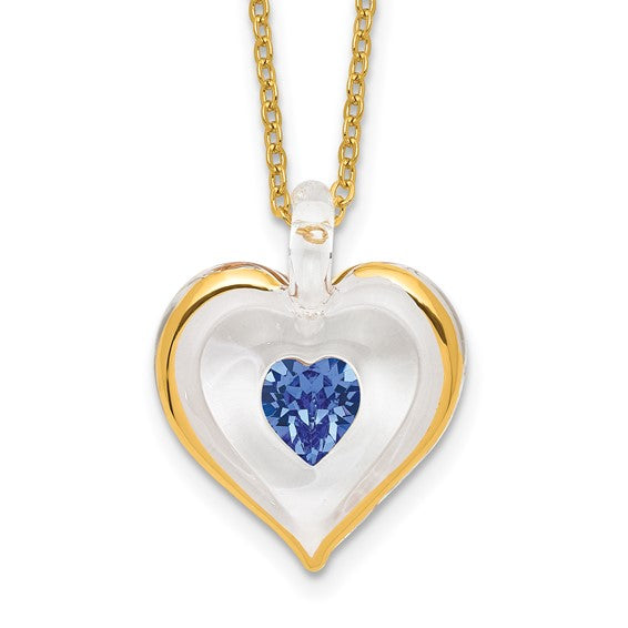 Glass Baron Birthstone Gold Trim Heart Necklaces- Sparkle & Jade-SparkleAndJade.com GM9408