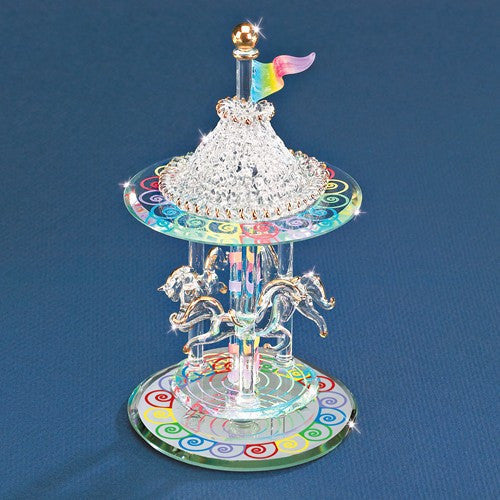 Glass Baron Colorful Carousel Figurine w/ 22k Gold- Sparkle & Jade-SparkleAndJade.com GM15133
