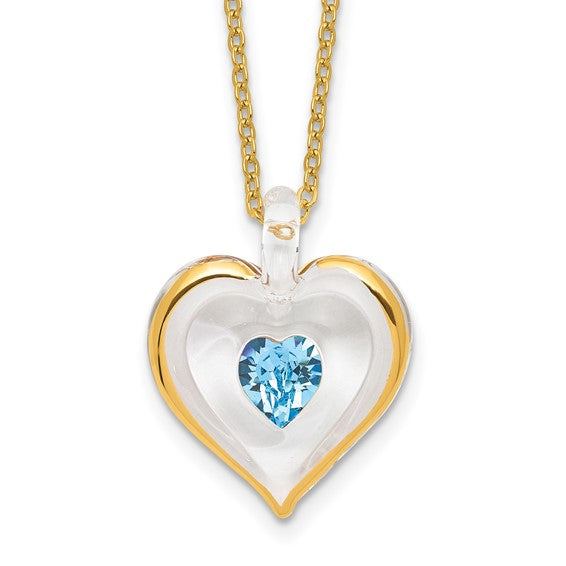 Glass Baron December Birthstone Gold Trim Heart Necklace- Sparkle & Jade-SparkleAndJade.com GM9411