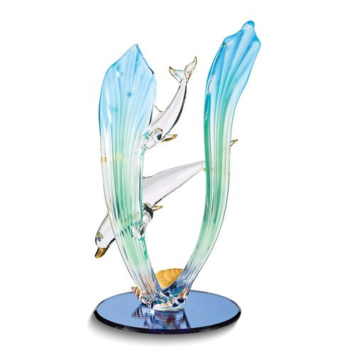 Glass Baron Dolphin & Baby Glass Figurine- Sparkle & Jade-SparkleAndJade.com GP1146