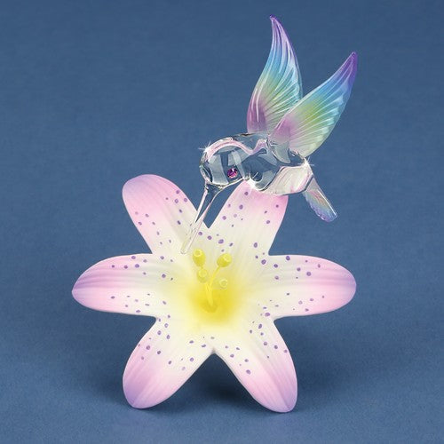 Glass Baron Hummingbird And Lavender Porcelain Lily Glass Figurine- Sparkle & Jade-SparkleAndJade.com GM21708