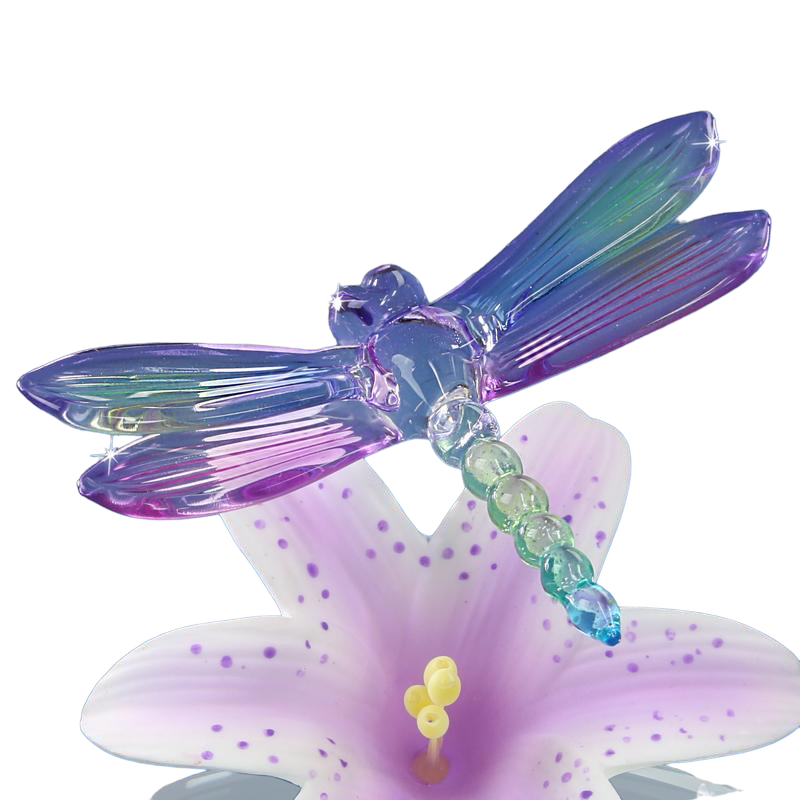 Glass Baron Lavender Porcelain Lily with Dragonfly Figurine- Sparkle & Jade-SparkleAndJade.com T5 341-L
