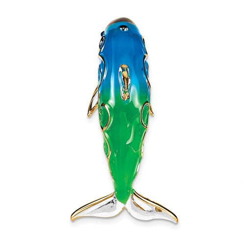 Glass Baron Paradise Dolphin Glass Figurine w/ 22k Gold- Sparkle & Jade-SparkleAndJade.com GM6722 S3 295 W