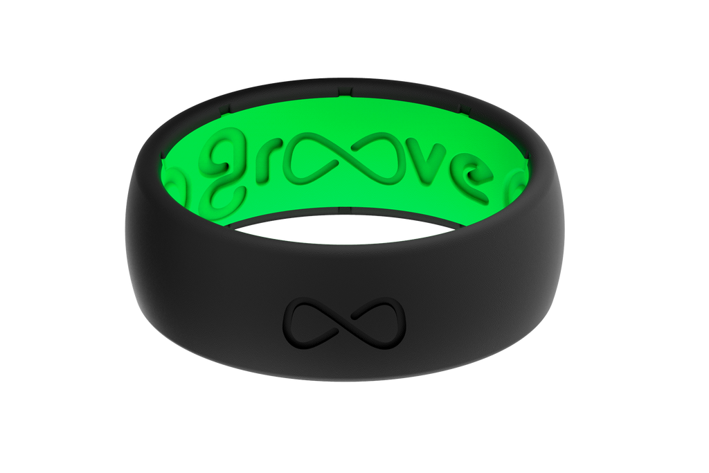 Groove Life Silicone ORIGINAL Ring - Solid Midnight Black / Green- Sparkle & Jade-SparkleAndJade.com OR-BLK-GRN-10
