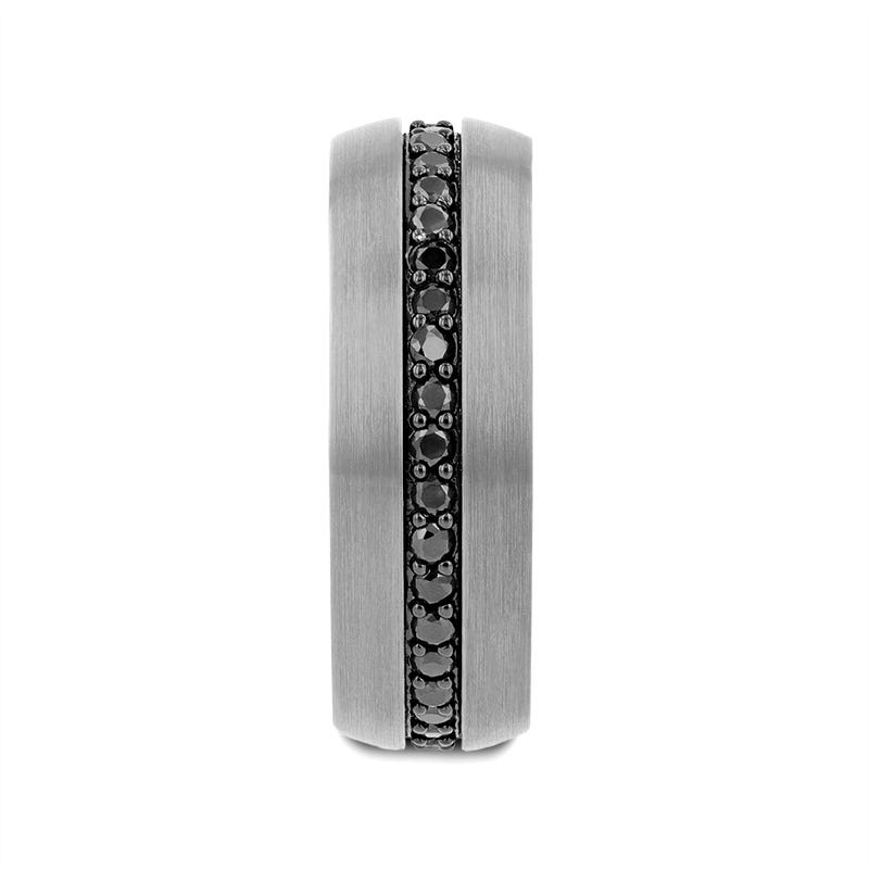 Gunmetal Tungsten Ring with Black Sapphires - 8mm - PILOT- Sparkle & Jade-SparkleAndJade.com 