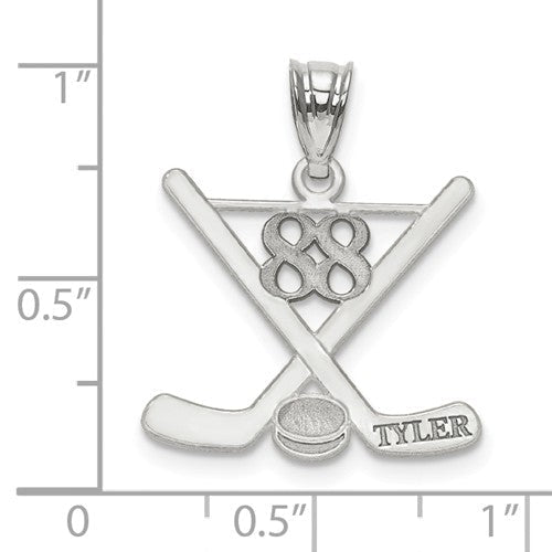 Hockey Number And Name Pendant - Sterling Silver or Solid Gold- Sparkle & Jade-SparkleAndJade.com 