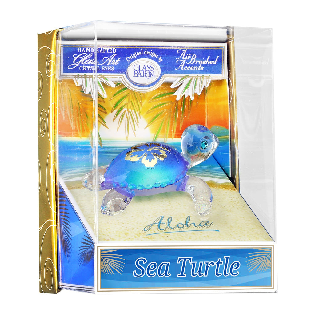 Glass Baron Aloha Sea Turtle Glass Figurine in Keepsake Box- Sparkle & Jade-SparkleAndJade.com K-S1 261-A