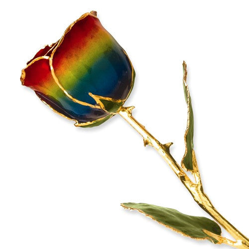 Lacquer Dipped 24k Gold Trim Rainbow Rose- Sparkle & Jade-SparkleAndJade.com GP9351