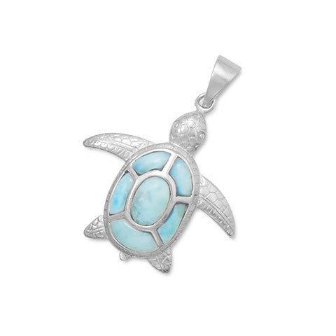 Larimar Sterling Silver Turtle Pendant- Sparkle & Jade-SparkleAndJade.com 74484