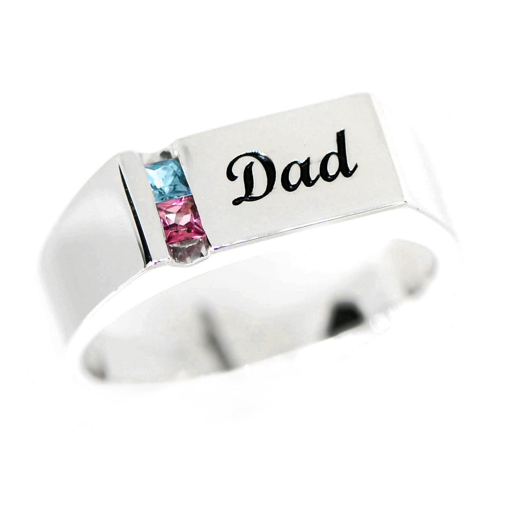 Men's Father's or Grandfather's Family Birthstone Signet Ring- Sparkle & Jade-SparkleAndJade.com 