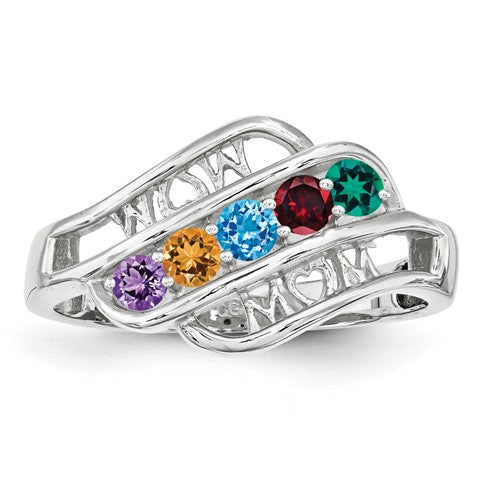 Mom Heart Mother's Family Birthstone Ring- Sparkle & Jade-SparkleAndJade.com XMR66