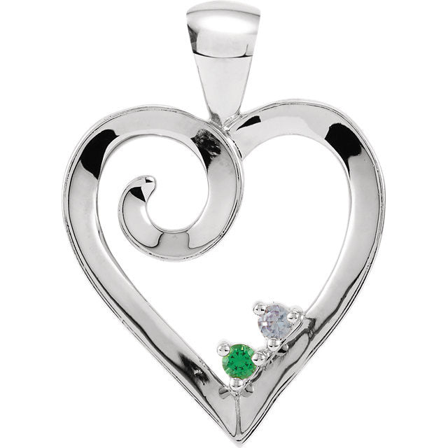 Mother's Family Birthstone Heart Pendant or Necklace- Sparkle & Jade-SparkleAndJade.com 81378
